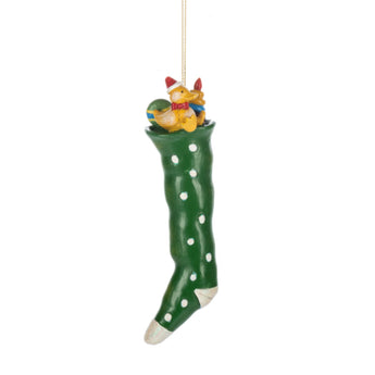 Green with Polka Dot Stocking Ornament