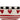 Ceramic bowl with red hearts and black and white striped rim on a white background