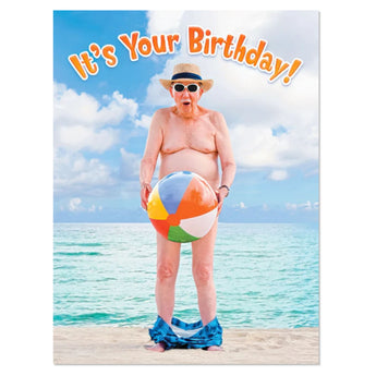 Funny birthday card with beach humor