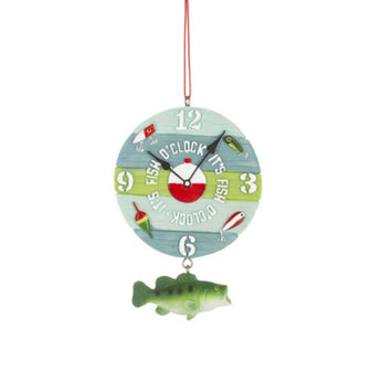 It's Fish O'Clock fishing ornament with dangling bass