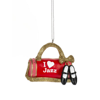 I heart jazz duffle bag with shoes ornament