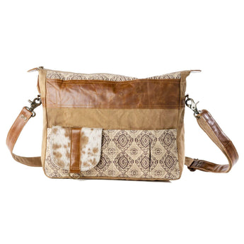 Sixtease Kiara canvas and leather shoulder bag with adjustable strap