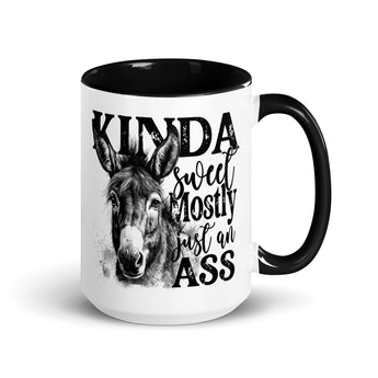 Kinda Sweet Mostly Just an Ass funny donkey coffee mug black handle 15 oz