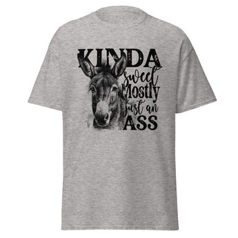 Kinda Sweet Mostly Just an Ass funny donkey graphic tee in sport grey unisex shirt