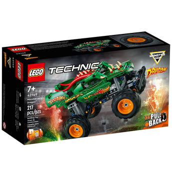 LEGO Technic Monster Jam Dragon 2 in 1 building set with 217 pieces and pull-back action