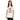 Woman wearing a white t-shirt with colorful graphic and text