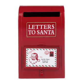 Red Metal Letters to Santa mailbox with embossed text and mail slot