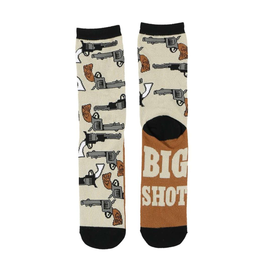 Big Shot Crew Sock - Fun Pistols Pattern Men's Crew Sock in XL