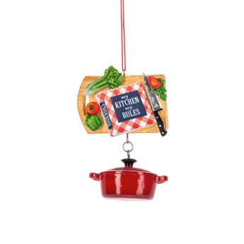 Cooking Ornament: Ganz Cooking Ornament with Dutch oven and My Kitchen My Rules Cookbook