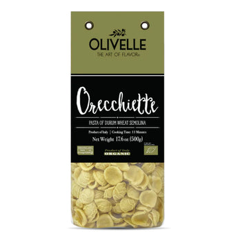 Package of Olivelle Organic Orecchiette Pasta - 500g artisian Italian pasta with scooped shape
