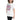Person wearing a white t-shirt with humorous text design on a plain background