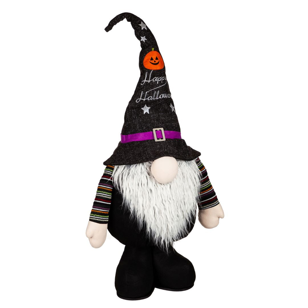 Plush Halloween Gnome with LED Witch Hat 54"