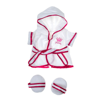 White Princess Bath Robe with matching slippers for dressing you Frannie and Friends stuffed animals or 16 inch teddy bears