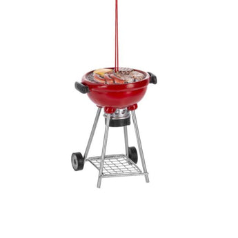 Red grill ornament with mini food on top