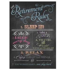 Retirement Rules Greeting Card chalkboard design