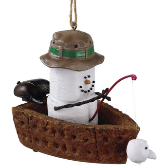 S'mores Graham Cracker Fishing Boat Ornament