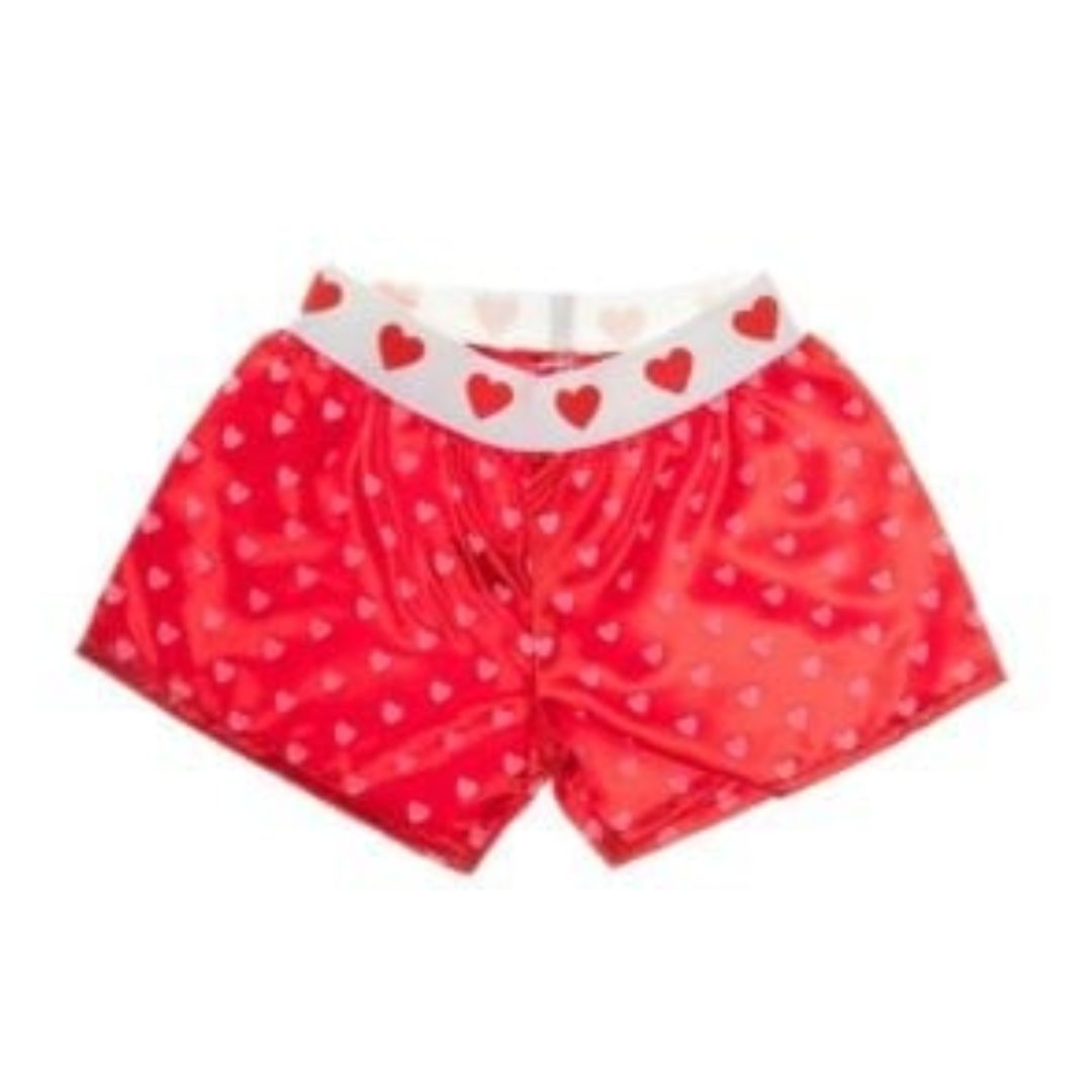 Satin Heart Boxer Shorts for 16" teddy bears and stuffed animals.