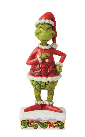 Jim Shore Happy Grinch figurine smiling Santa outfit Dr. Seuss Christmas collectible