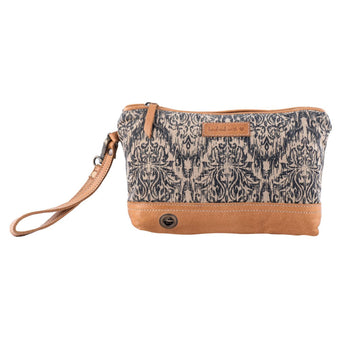 Sixtease Elprine canvas and leather pouch with wrist handle