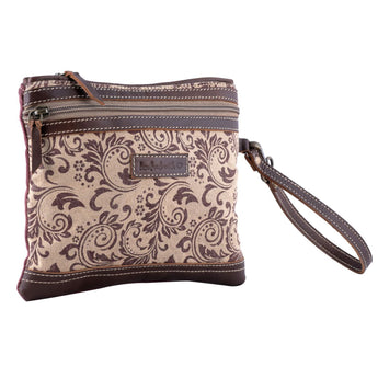 Sixtease Husky canvas and leather pouch with wrist handle