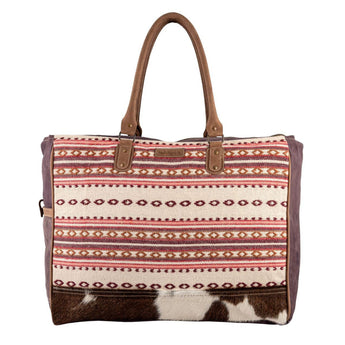 Sixtease Lavender weekender bag made with rug canvas hairon hide and leather travel bag