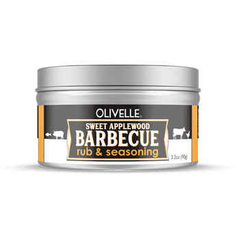 Tin of Olivelle Sweet Applewood Barbecue Rub & Seasoning on white background