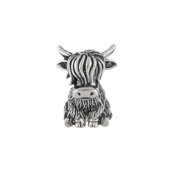 Silver Brave Little Highland Cow charm