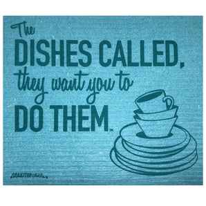 Assorted colorful Eco-friendly Swedish dishcloths displayed, featuring humorous sayings for everyday cleaning, cat lovers, and holiday themes, showcasing their practicality and fun designs.