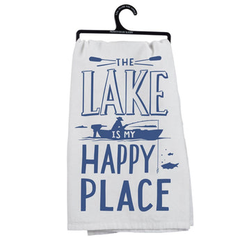 The Lake is My Happy Place Cotton Kitchen Towel.