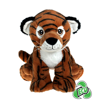 Tigris the Tiger 16" plush toy from Eco Origins made with 100% rPET materials and embroidered eyes