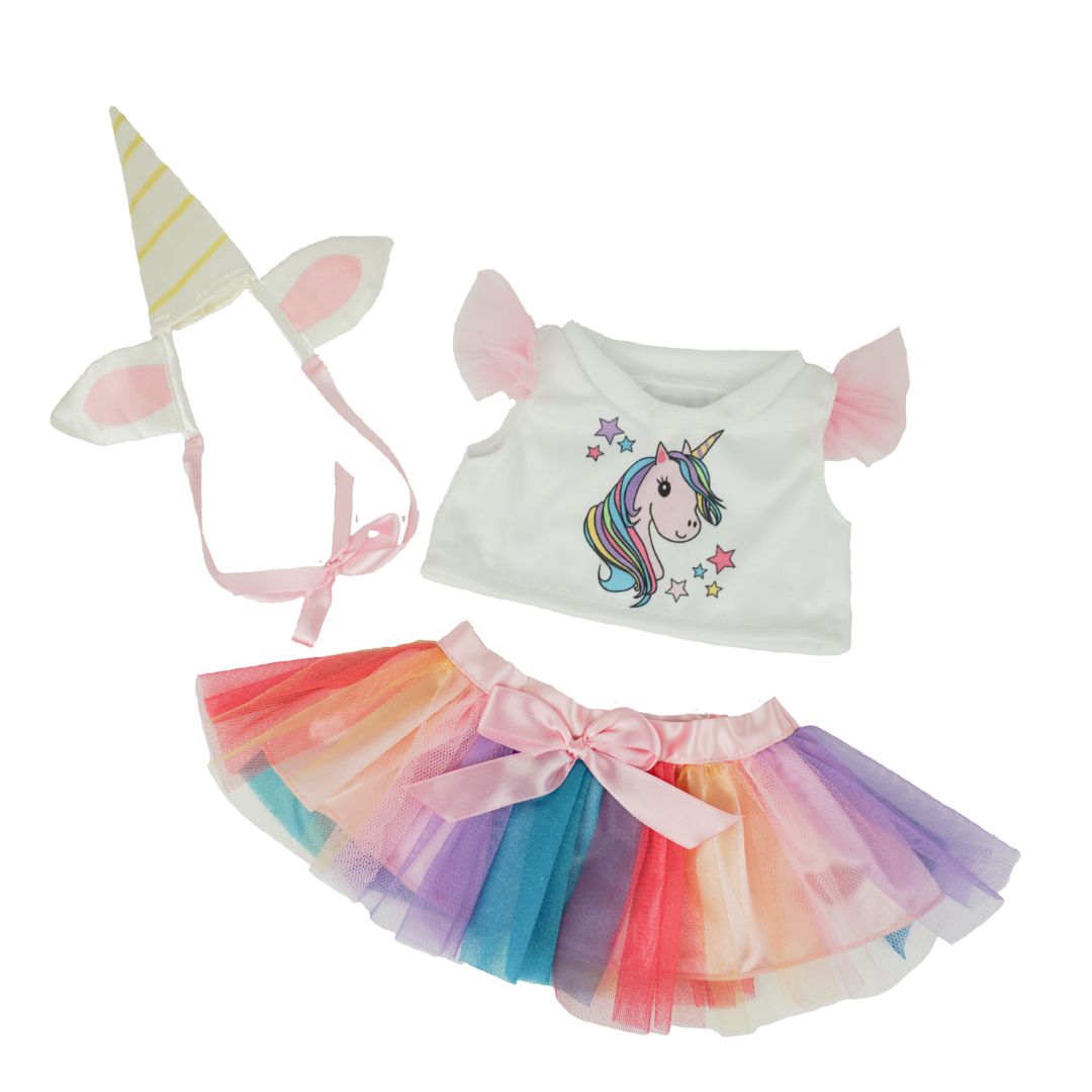 Unicorn dress up outfit for 16 inch teddy bears and other 16 inch stuffed animals in the Frannie and Friends Collection.