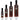 Four bottles of Olivelle Vine-Ripped Raspberry White Barrel Aged Balsamic shown in increasing sizes: 100 mL, 250 mL, 500 mL, and 750 mL. The bottles are dark brown glass with black caps and feature a black, white, and red label with a raspberry graphic.