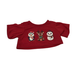 Red Teddy Bear T-shirt with penguin, reindeer, and snowman for 16