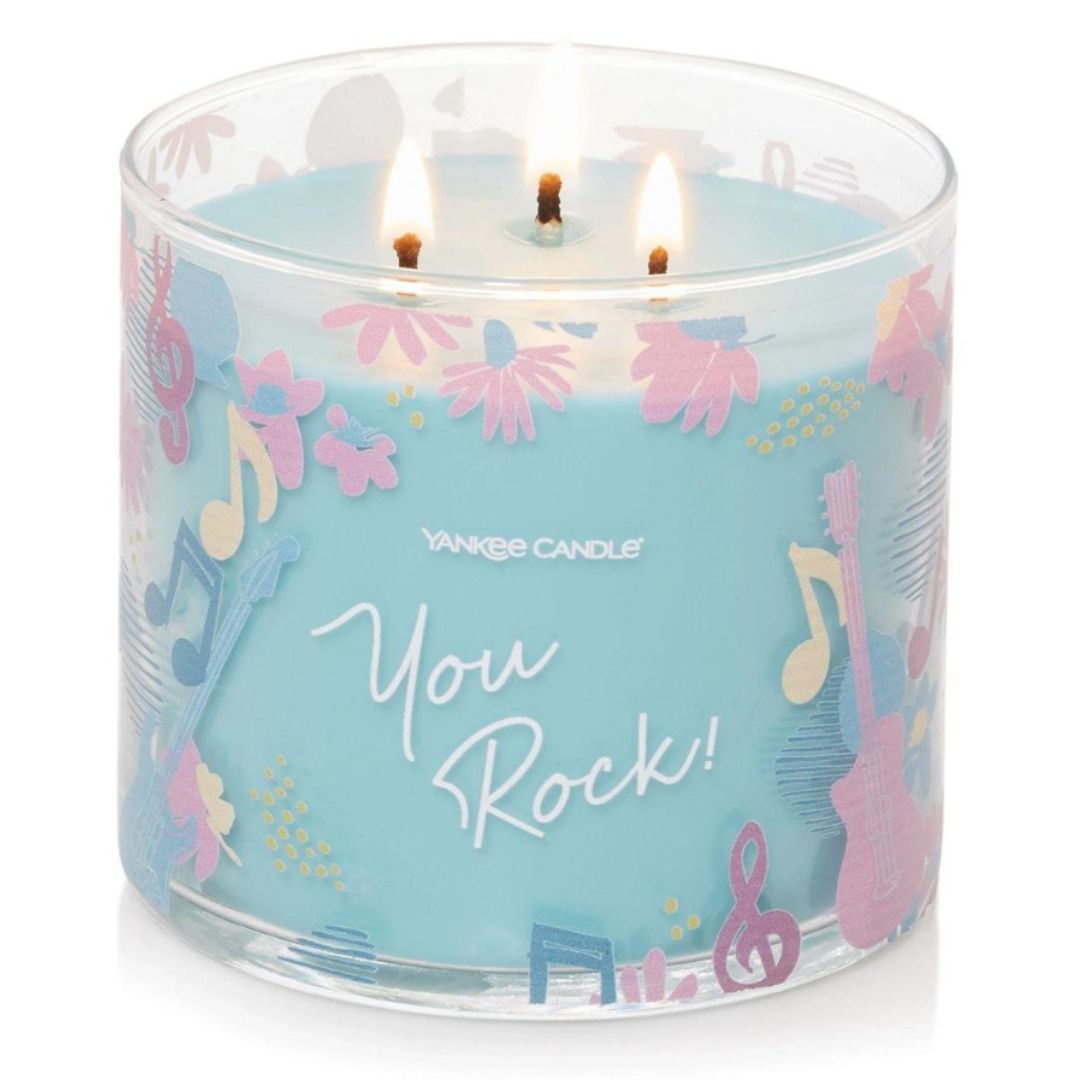 'You Rock' 3-Wick Candle for appreciation or graduaction gift. 