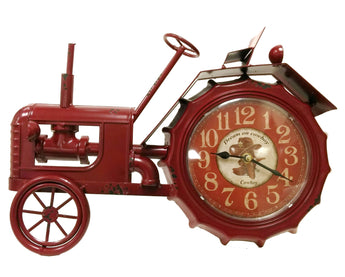 Vintage red tractor table clock farmhouse decor