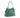 Teal handbag with a strap on a white background