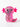 A cute, kawaii-style pink axolotl figurine filled with sparkling holographic glitter, featuring large black eyes, pink cheeks, and a wiggling tail on a clean white background.