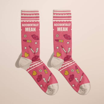 Accidentally Mean Womens Crew Socks Funny Novelty