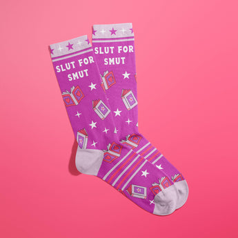 Slut for Smut women's crew socks funny book lover socks