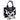 Black and white cow print handbag with decorative elements on a white background