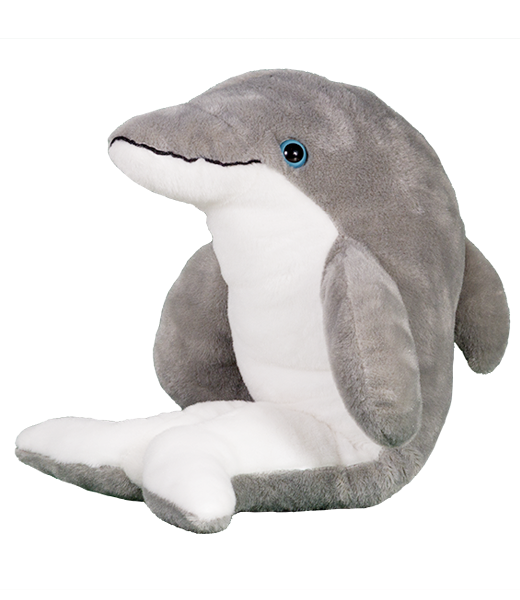 Bubbles grey and white plush stuffed animal dolphin 16" with blue eyes