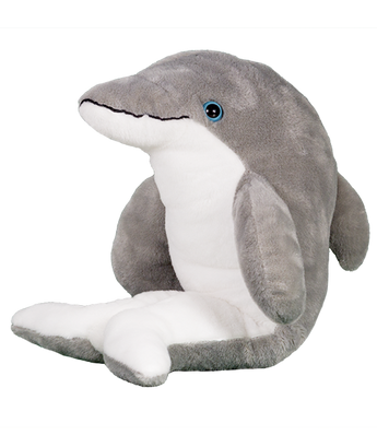 Bubbles grey and white plush stuffed animal dolphin 16" with blue eyes