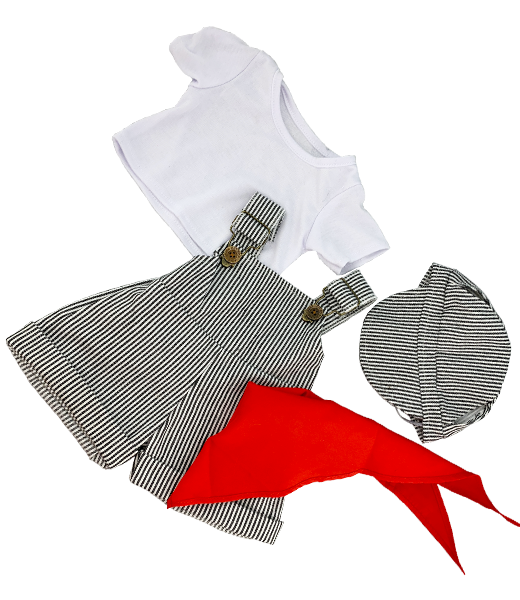 Train Conductor Outfit for pretend play dressing up with teddy bears or other 16" plus animals in the Frannie and Friends collection.