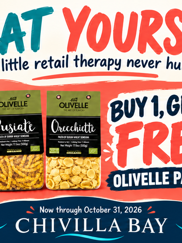 Treat Yourself Retail Therapy Sale with 25 off handbags, puzzles and games, and buy 1 get 1 free on pastas.