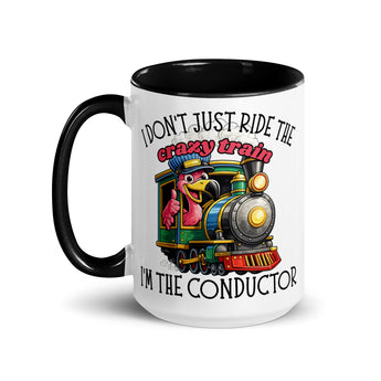 Crazy train conductor flamingo coffee mug