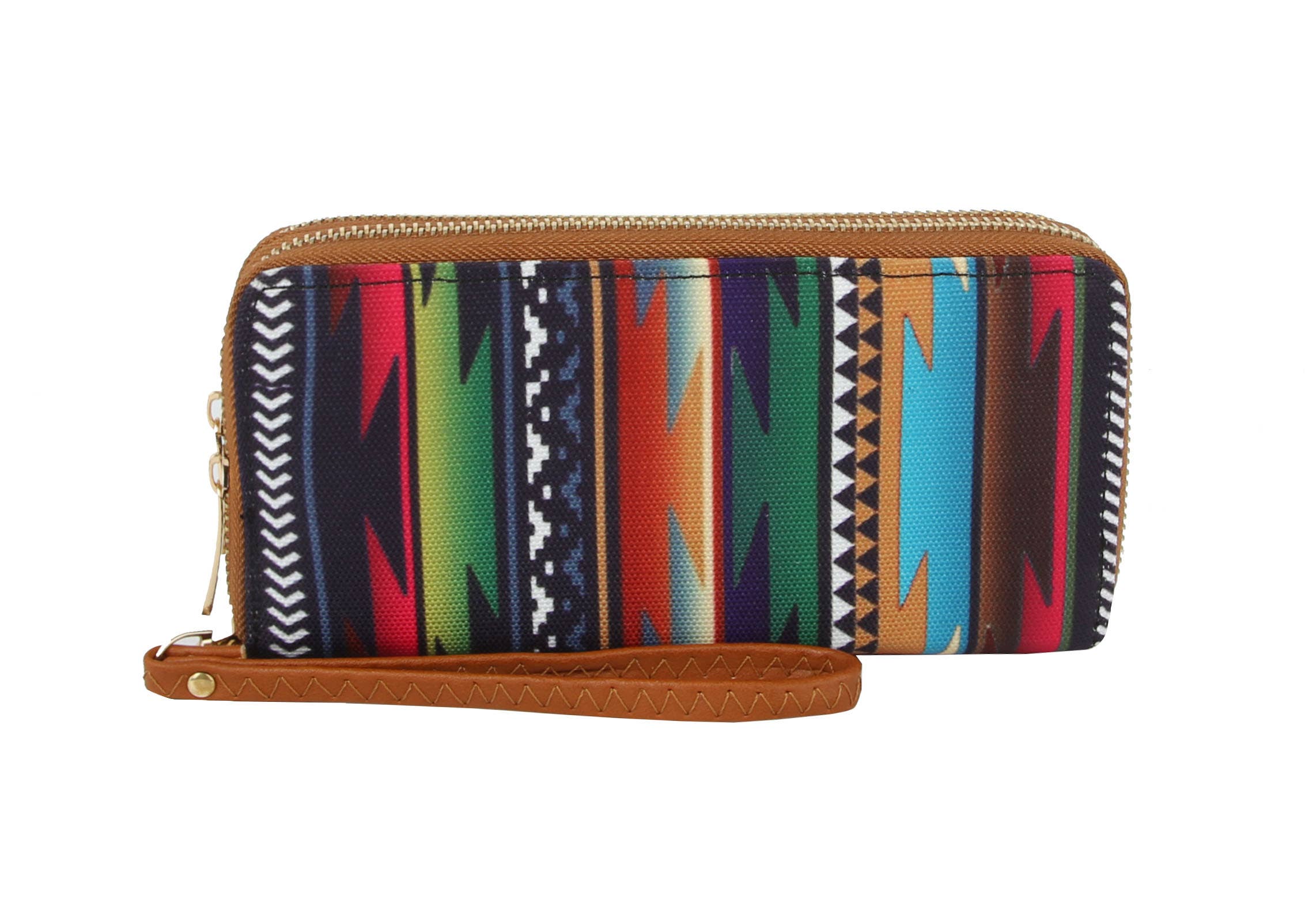 MULTI COLORED ZIG ZAG RAINBOW PRINT WALLET: MT / ONE SIZE