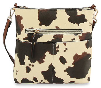Cow Print Crossbody Sling Handbag