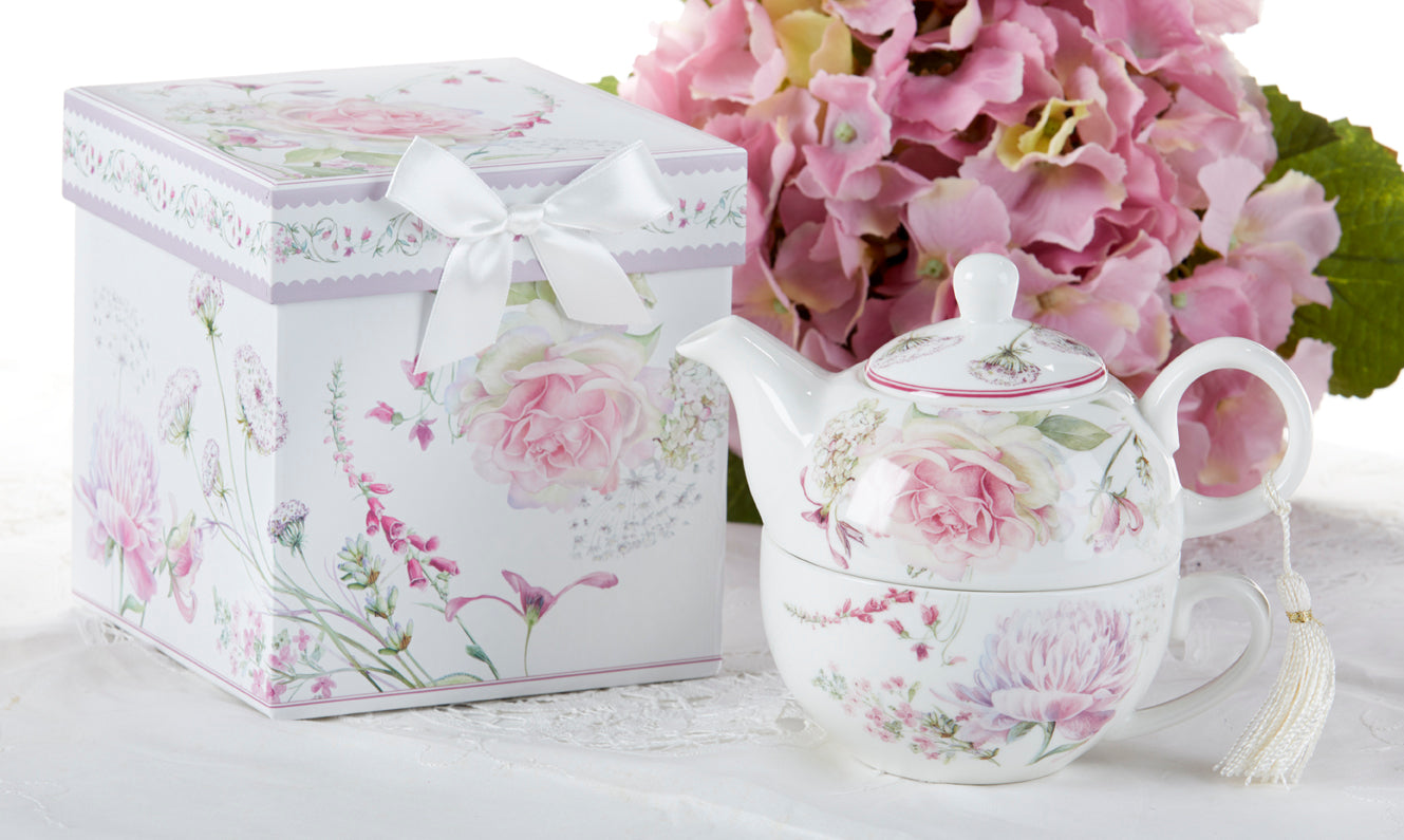 Moon Rose Pattern Porcelain Tea for One Pot