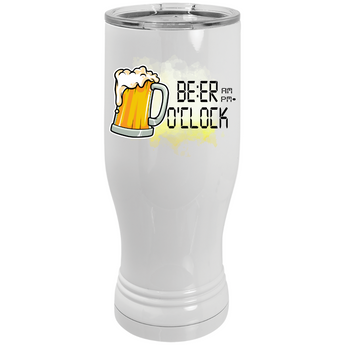 Beer O Clock 20 oz pilsner stainless steel travel tumbler