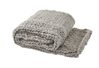 Chunky Fog Grey Knit Throw 50 inches x 60 inches